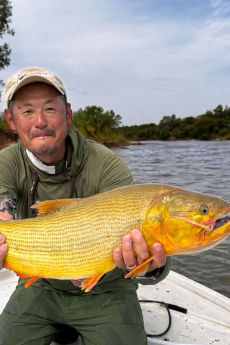 Hiroyasu Obana with brown trout